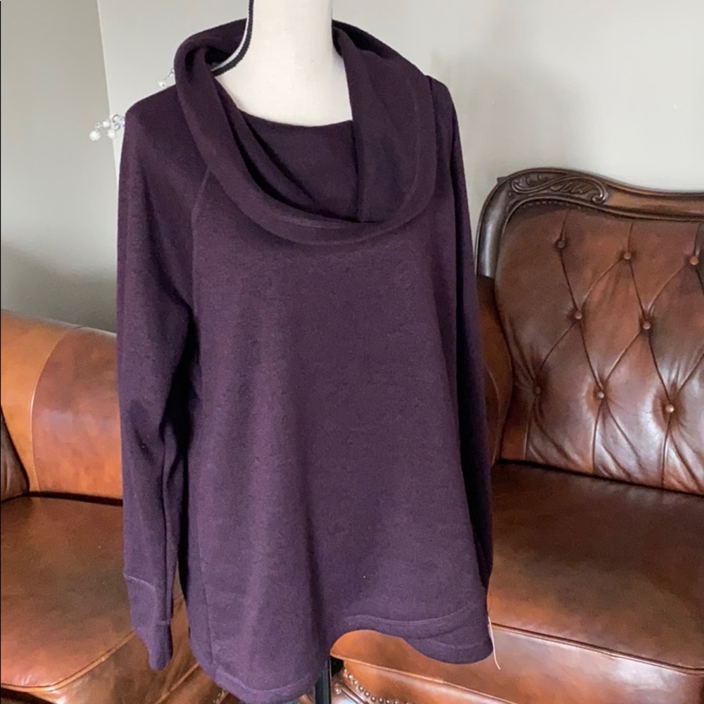 Ideology Cowl-Neck Pullover,Dark Eggplant XXL - Picture 4 of 7
